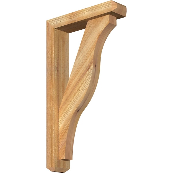 Ekena Millwork Funston Craftsman Rough Sawn Bracket w/ Offset Brace, Western Red Cedar, 4"W x 16"D x 28"H BKT0402X16X28FST04RWR - main